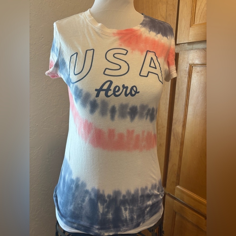 Aeropostale Classic Crew Women's  USA Tie-Dye Tee Medium